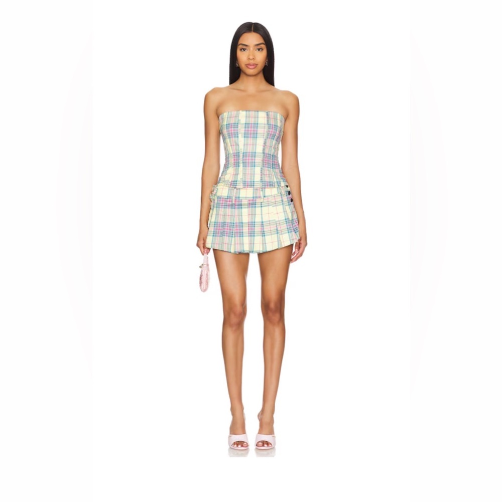 NWT MORE TO COME  Skirt Set in Yellow Plaid
